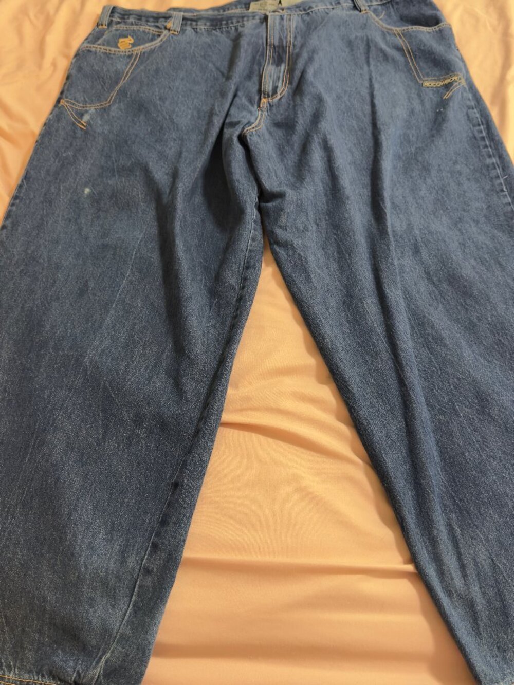 VTG Rocawear Jeans Mens 52x34 Big & Tall Baggy Y2K Hip Hop Blue Denim RN 106374